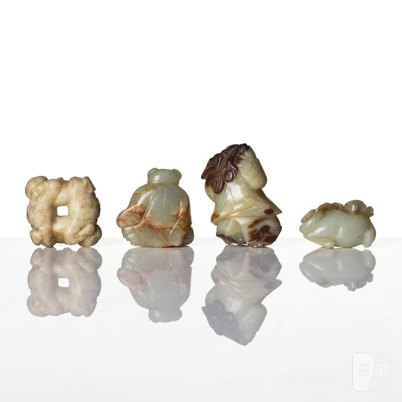 A group four well sculptured jade figurines, - 图4